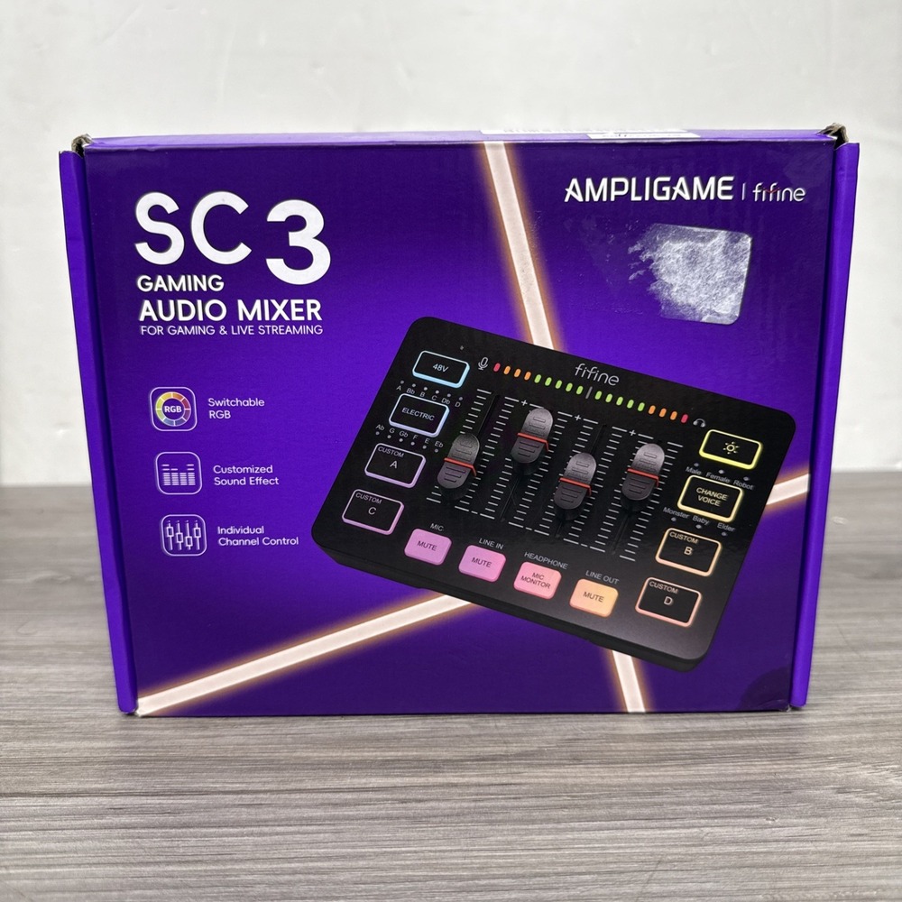 Fifine Ampligame SC3 Gaming Audio Mixer for Streaming Gaming